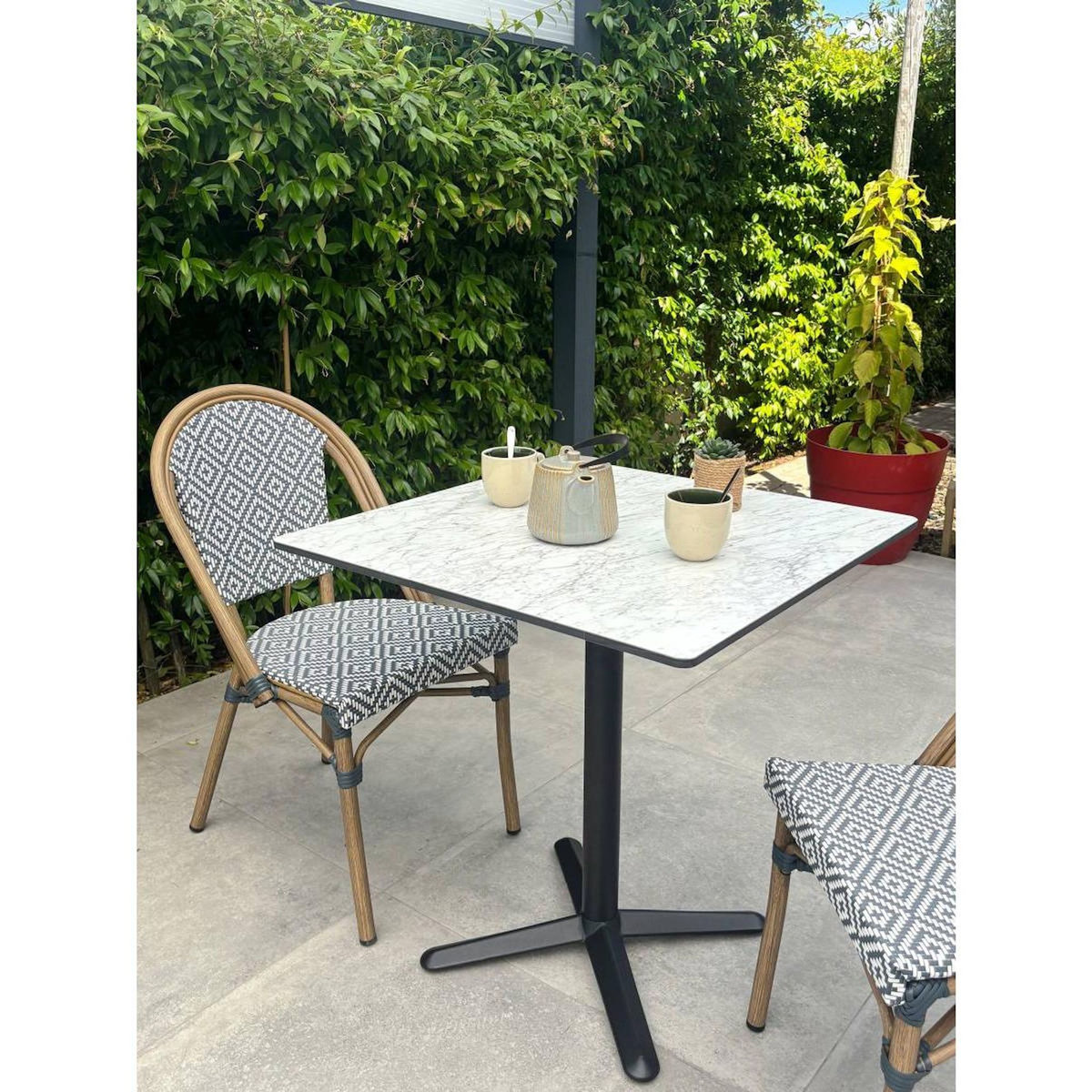 Paris Prix Ensemble Table de Jardin & 2 Chaises  Bistro  70cm Bleu