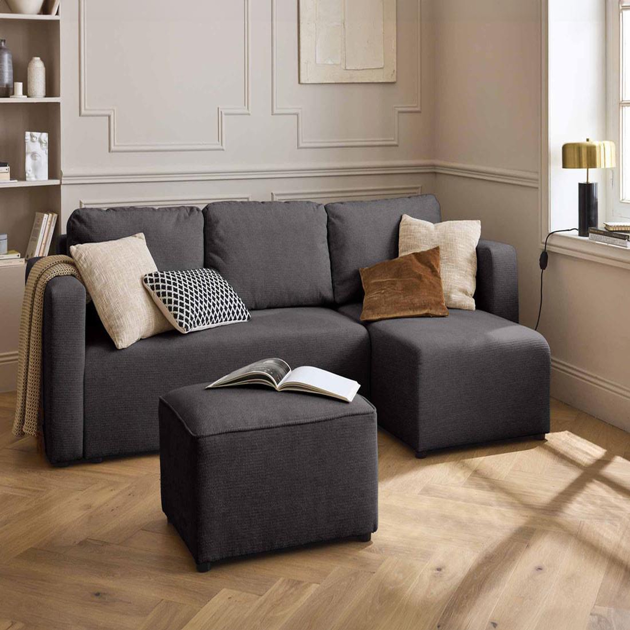 Voir la diapositive 2 : BEST MOBILIER Canopy - pouf - en tissu texturé