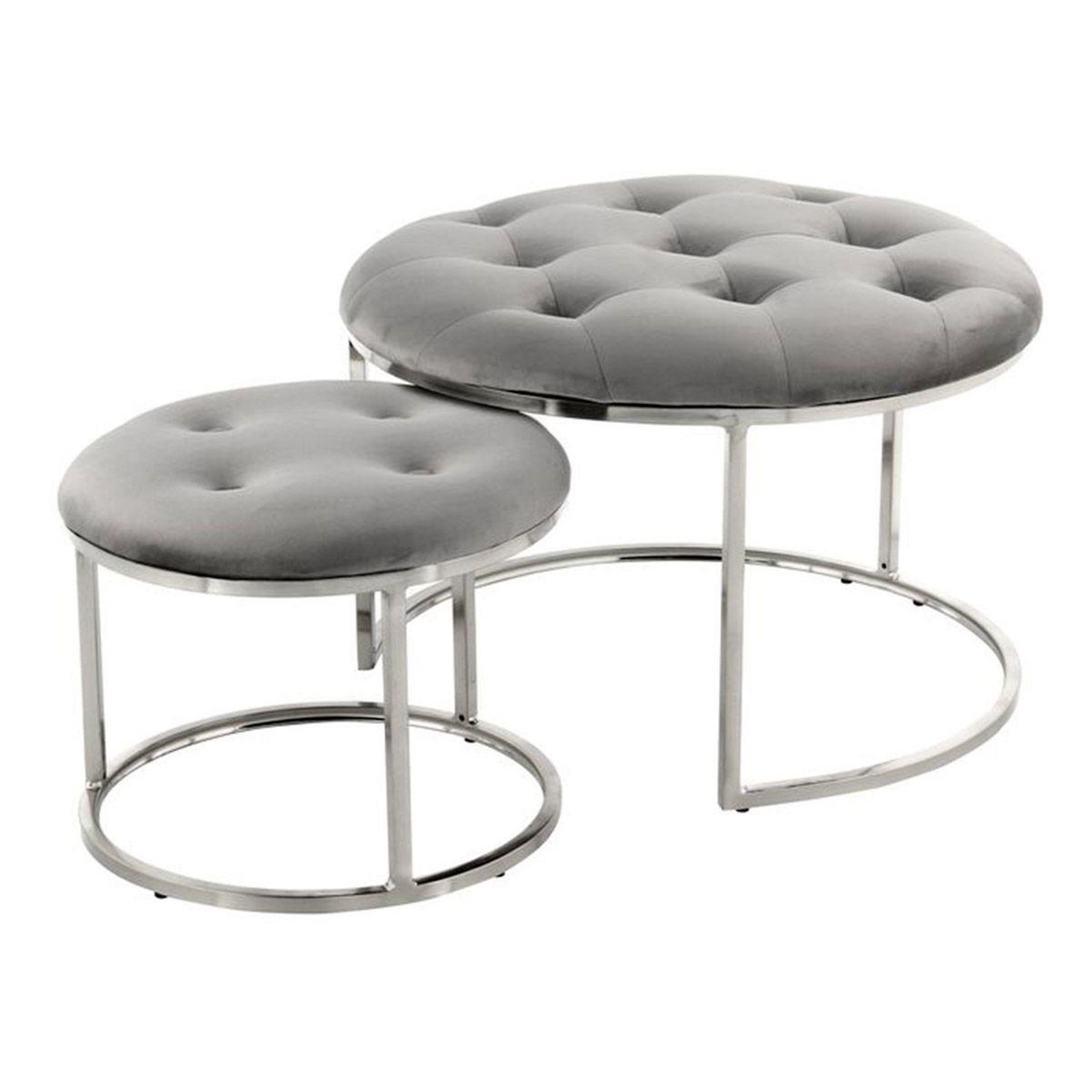 Paris Prix Lot de 2 tabourets  becky  60cm gris & argent