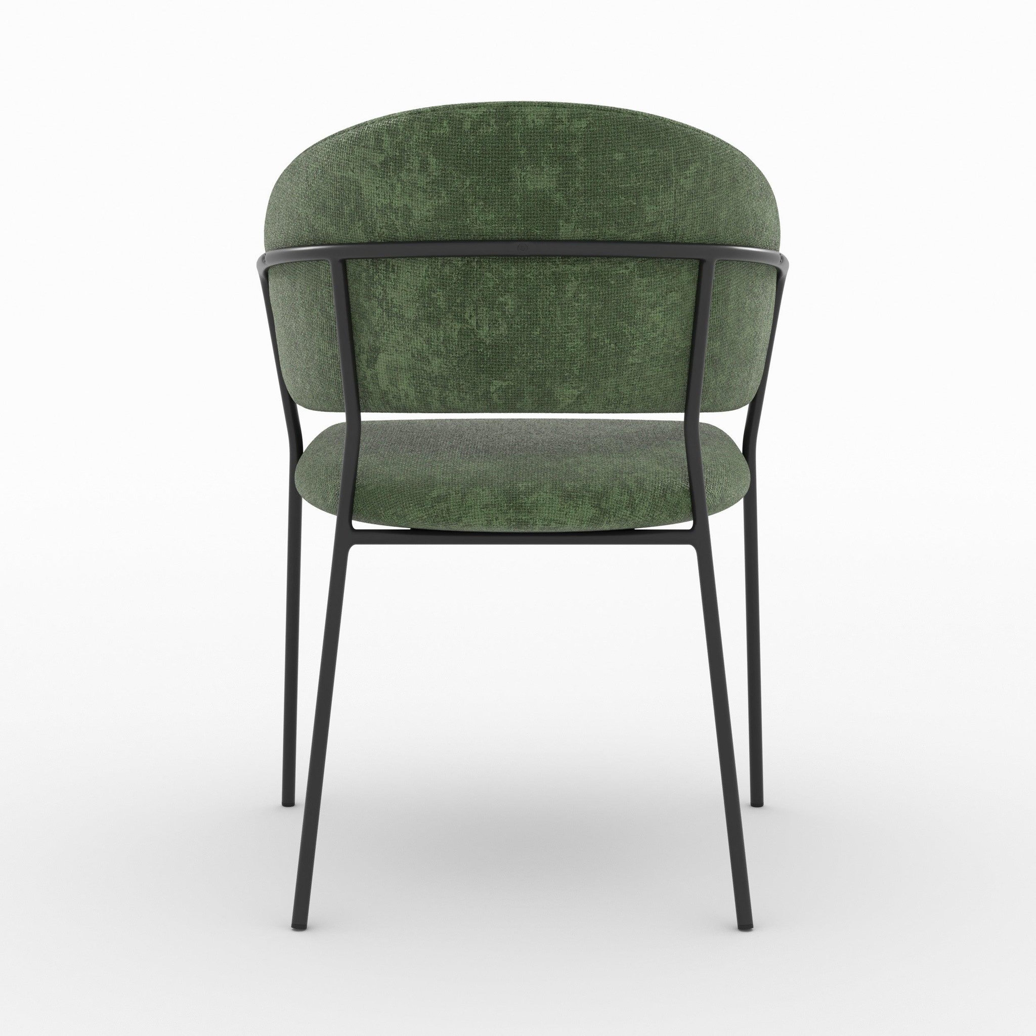 Voir la diapositive 3 : MAISON PAVANE Lot de 2 chaises en tissu vert sapin et pieds en métal noir-amaya