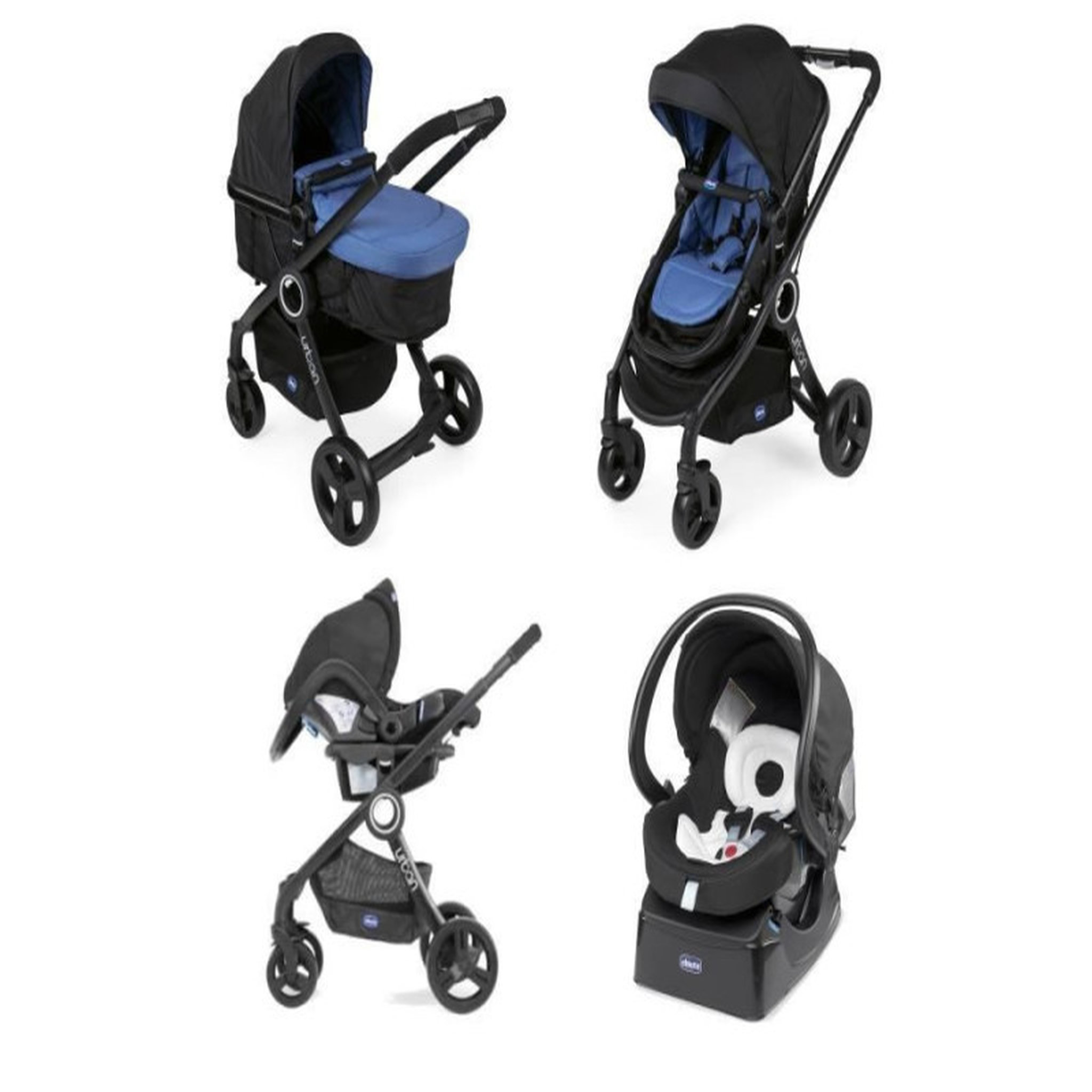 Voir la diapositive 1 : CHICCO Pack urban plus (poussette + nacelle transformable + auto-fix fast) Denim