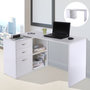 Voir la diapositive 2 : HOMCOM Bureau d'angle bureau droit modulable 2 en 1 bureau informatique tiroirs x 3 + 2 niches MDF blanc