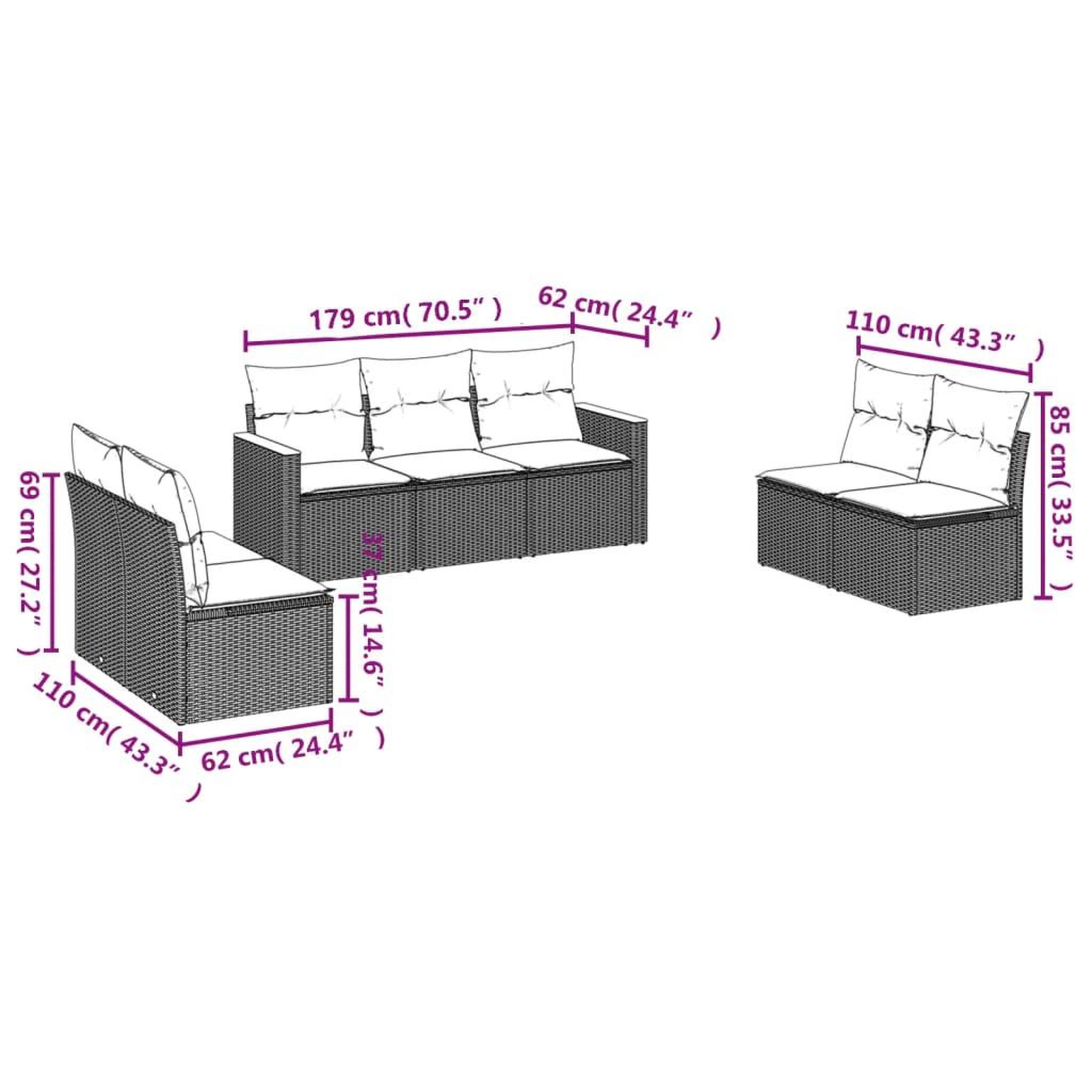 Voir la diapositive 4 : VIDAXL Salon de jardin avec coussins 7 pcs gris resine tressee