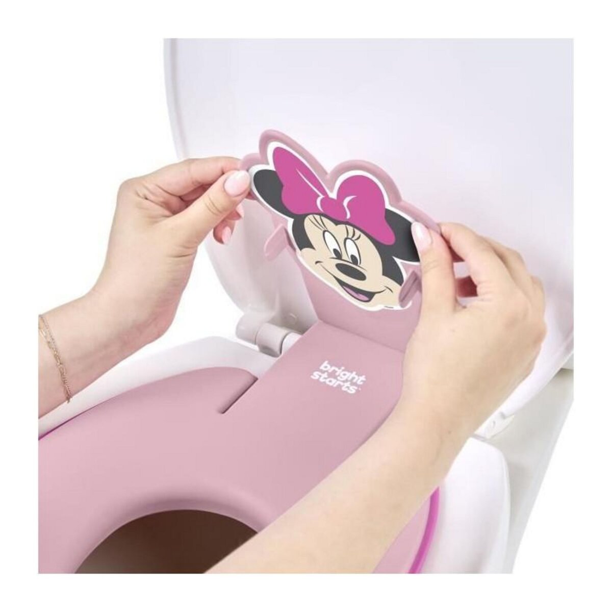 Bright Starts Réducteur de lunette de toilette - DISNEY BABY - MINNIE - Adhésif - Installation rapide