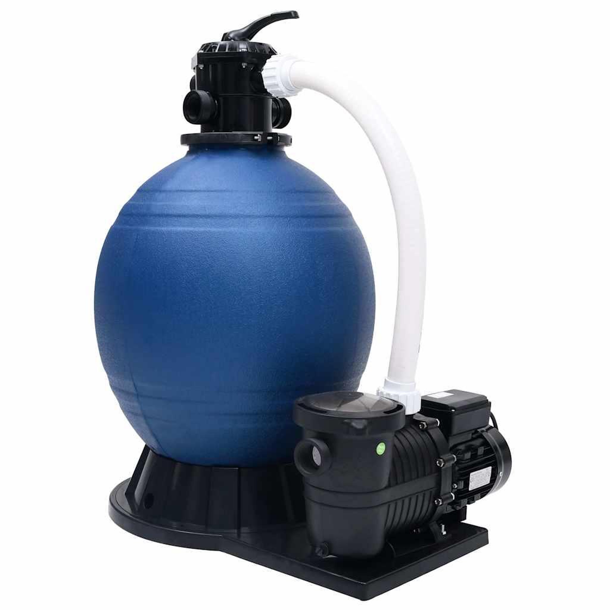 Voir la diapositive 5 : VIDAXL Filtre a sable avec vanne 7 voies et pompe 1000 W Bleu et noir