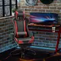 HOMCOM Chaise de bureau gaming style baquet racing pivotant inclinable réglable avec coussins repose-pieds synthétique noir rouge