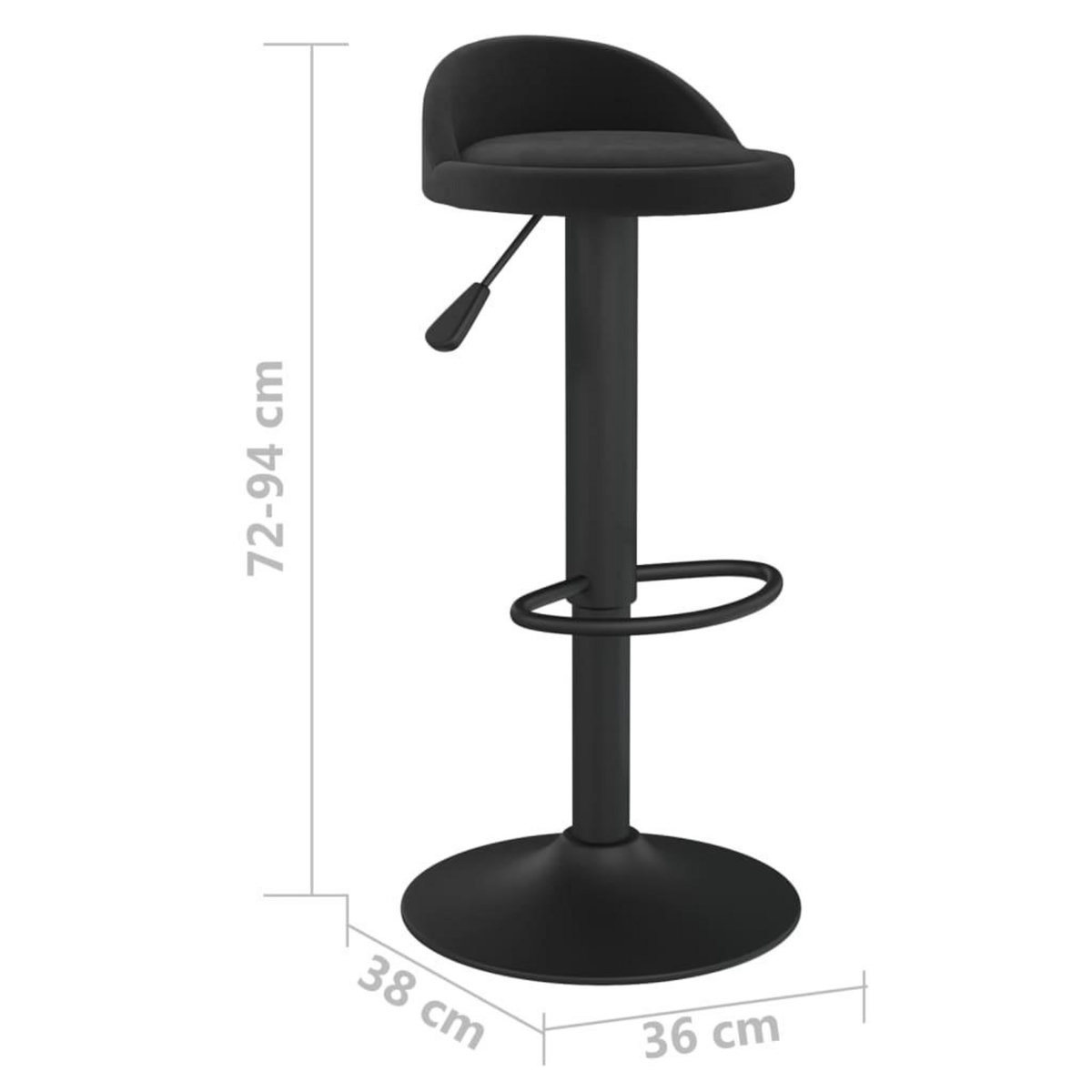 VIDAXL Tabouret de bar Noir Velours