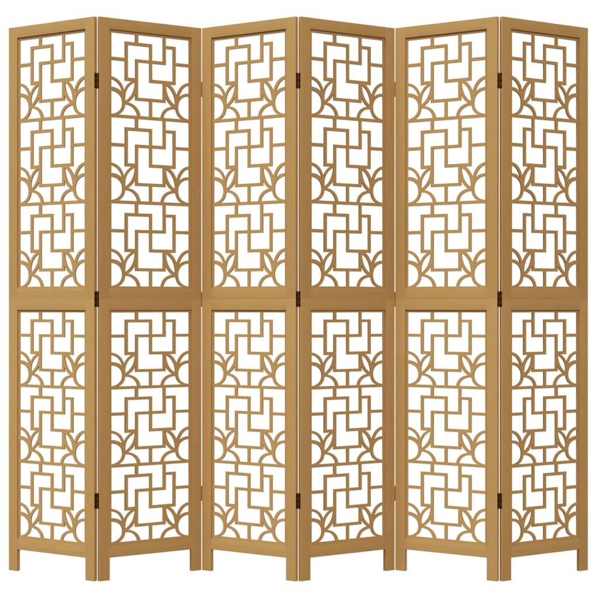 Voir la diapositive 4 : VIDAXL Cloison de separation 6 panneaux marron bois paulownia massif