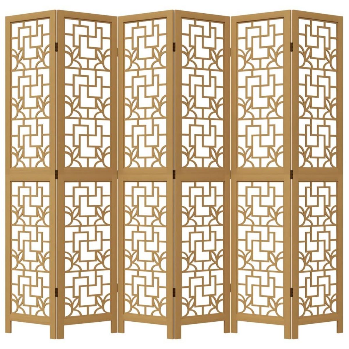 VIDAXL Cloison de separation 6 panneaux marron bois paulownia massif