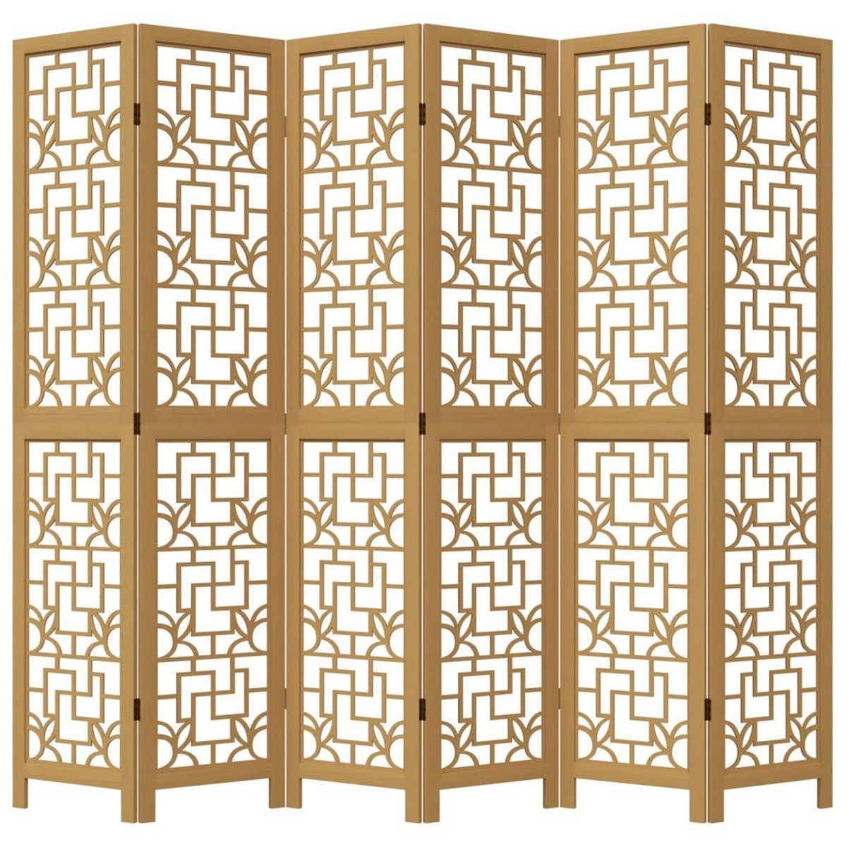 VIDAXL Cloison de separation 6 panneaux marron bois paulownia massif