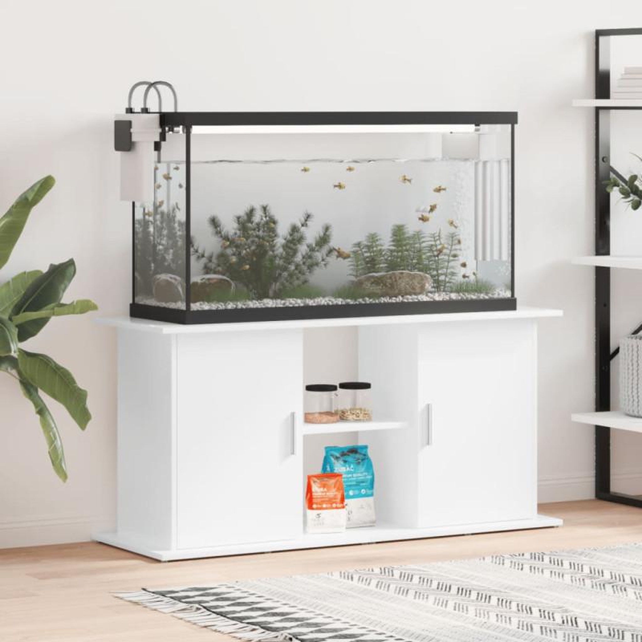 Voir la diapositive 1 : VIDAXL Support d aquarium blanc brillant 121x41x58cm bois d ingénierie