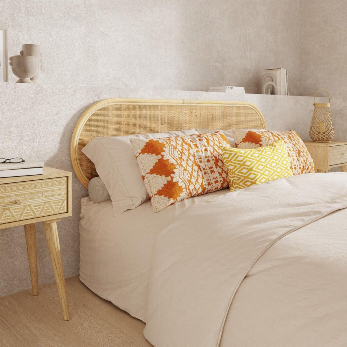 Rendez vous déco Tête de lit en rotin naturel 140 cm-Navahino