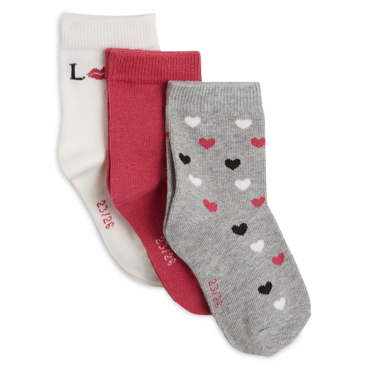 INEXTENSO Lot de 3 paires de chaussettes fille