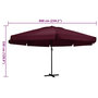 Voir la diapositive 5 : VIDAXL Parasol de jardin et mat en aluminium 600 cm rouge bordeaux