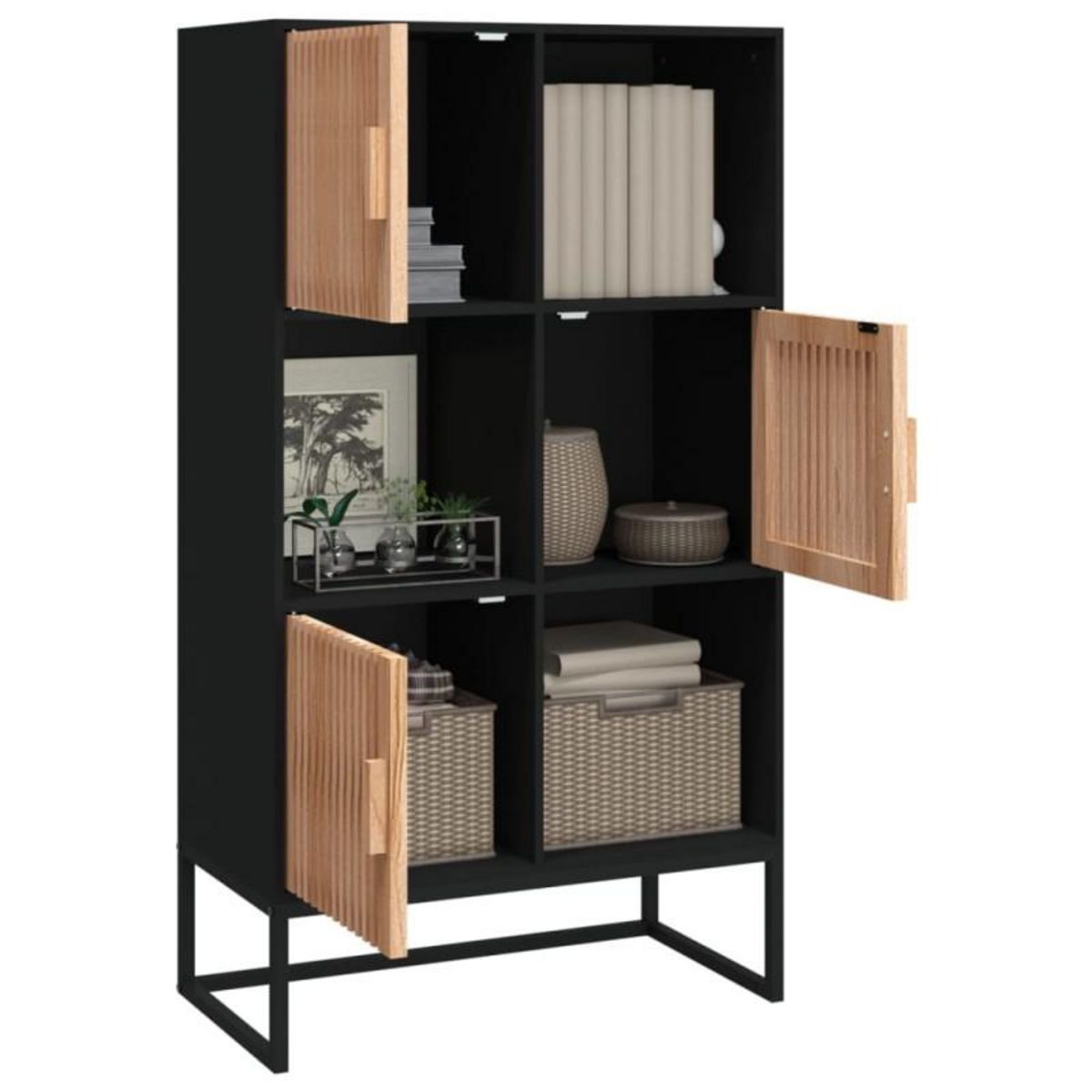 VIDAXL Buffet haut noir 70x35x125 cm bois d ingénierie