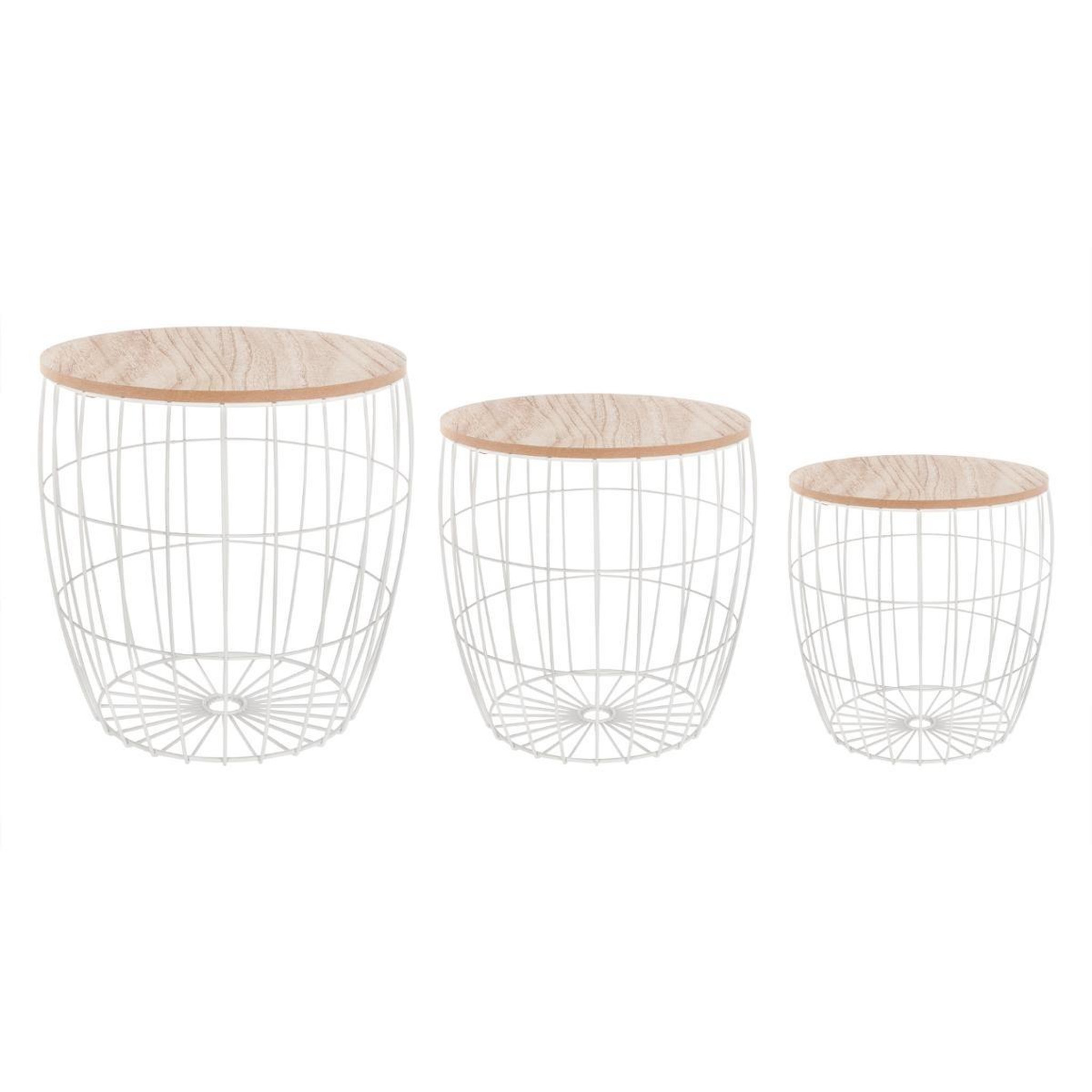 Voir la diapositive 1 : ATMOSPHERA Lot de 3 Tables d'Appoint  Cassandra  41cm Blanc