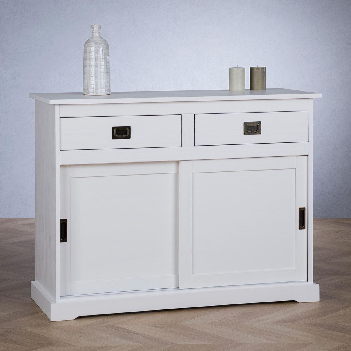 IDIMEX Buffet SAVONA en pin massif, 2 tiroirs et 2 portes