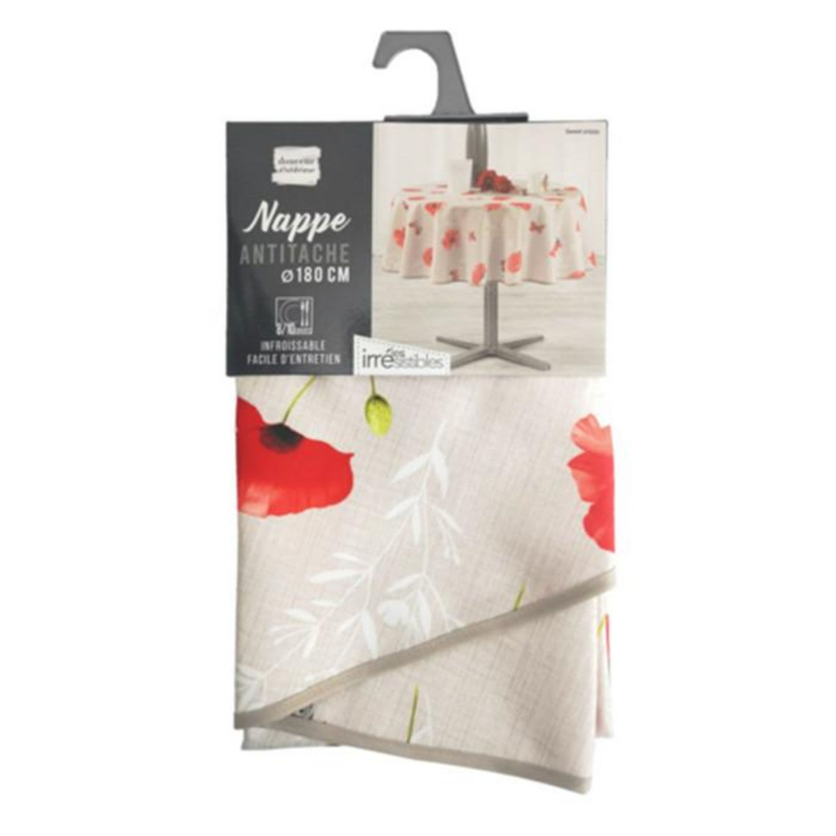 Paris Prix Nappe Antitache Ronde  Sweet Poppy  180cm Rouge