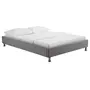 IDIMEX Lit futon double pour adulte NIZZA 140x190 cm 2 places / 2 personnes, avec sommier et pieds en métal chromé, tissu gris