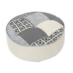 TOILINUX Pouf rond patchwork - Beige et Gris