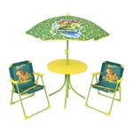 Fun House FUN HOUSE Jurassic Salon de jardin dinosaures - 1 table 46 x o46 cm, 2 chaises 53 x 38,5 x 37,5 cm et 1 parasol 125 x o100 cm