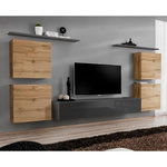 Paris Prix Meuble TV Mural Design  Switch IV  320cm Naturel & Gris