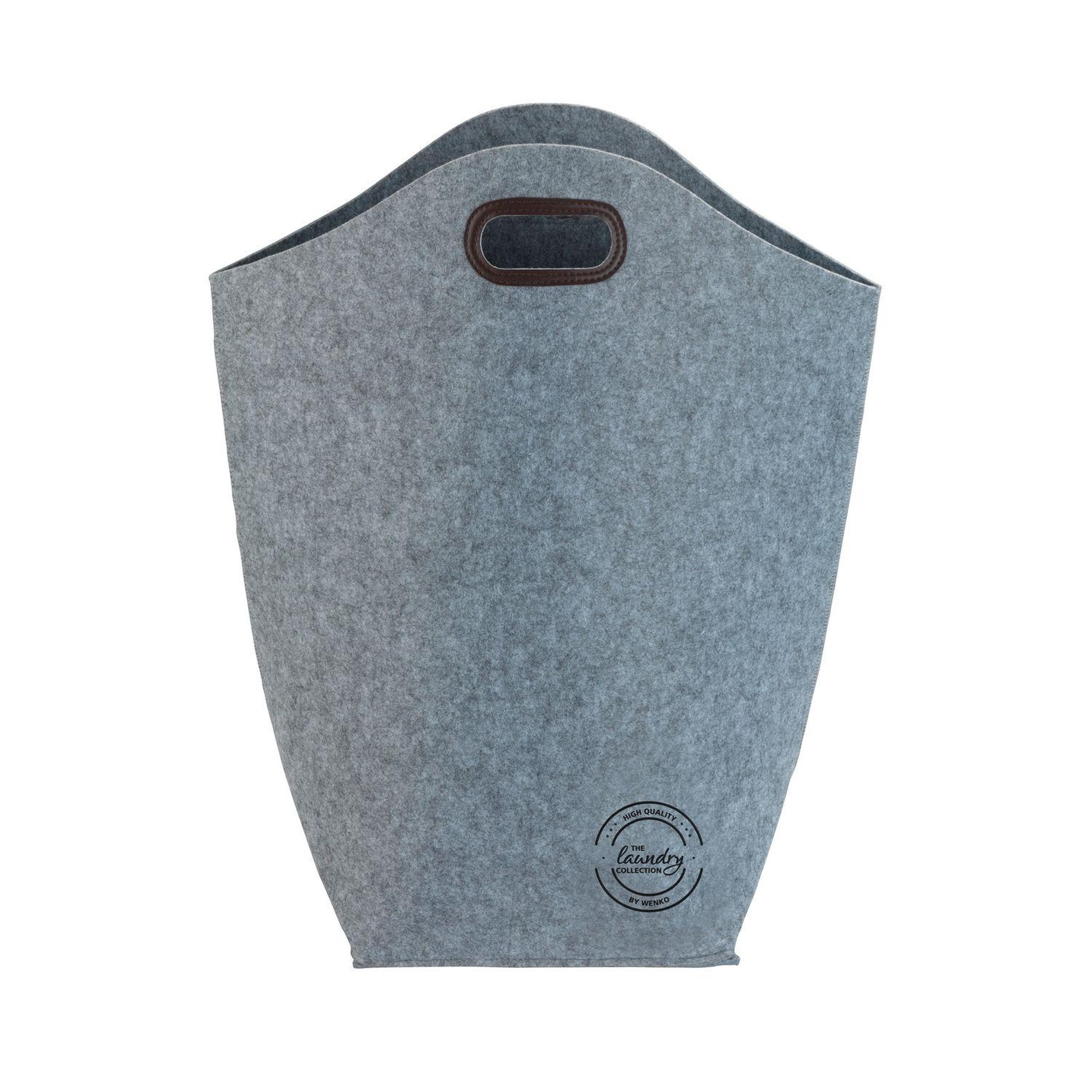Voir la diapositive 2 : Wenko Panier à linge en feutrine scandi - l. 45 x h. 60 cm - gris