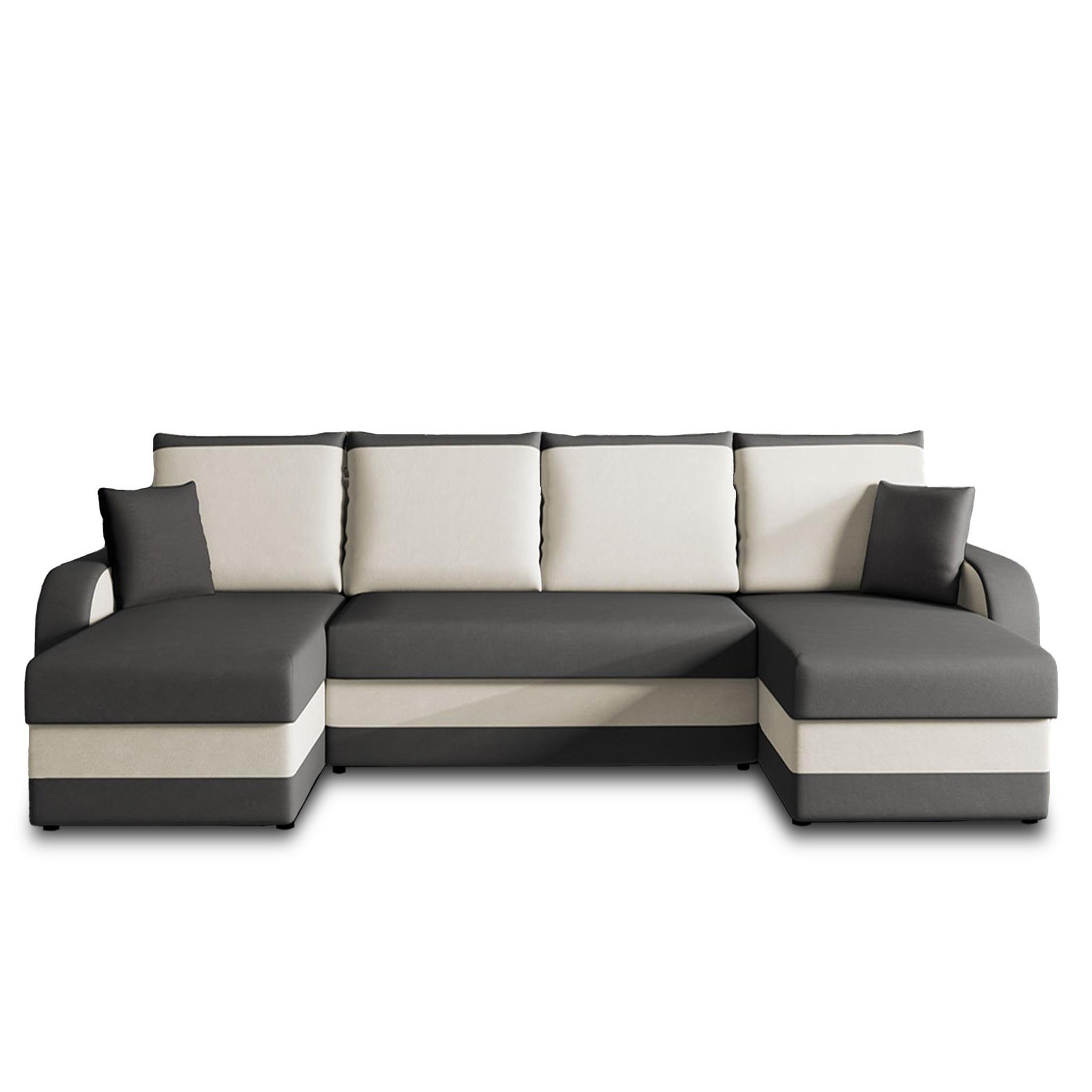 Voir la diapositive 1 : BEST MOBILIER Valos - canapé panoramique en u - 7 places - convertible avec coffre - en velours