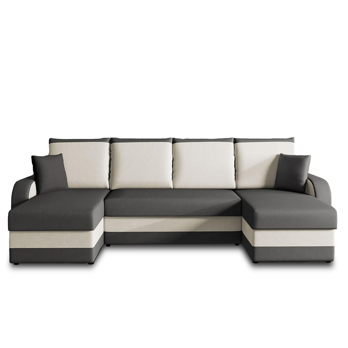 BEST MOBILIER Valos - canapé panoramique en u - 7 places - convertible avec coffre - en velours