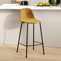 Voir la diapositive 2 : MAISON PAVANE Chaise pour îlot central en velours jaune 65 cm-Henrik