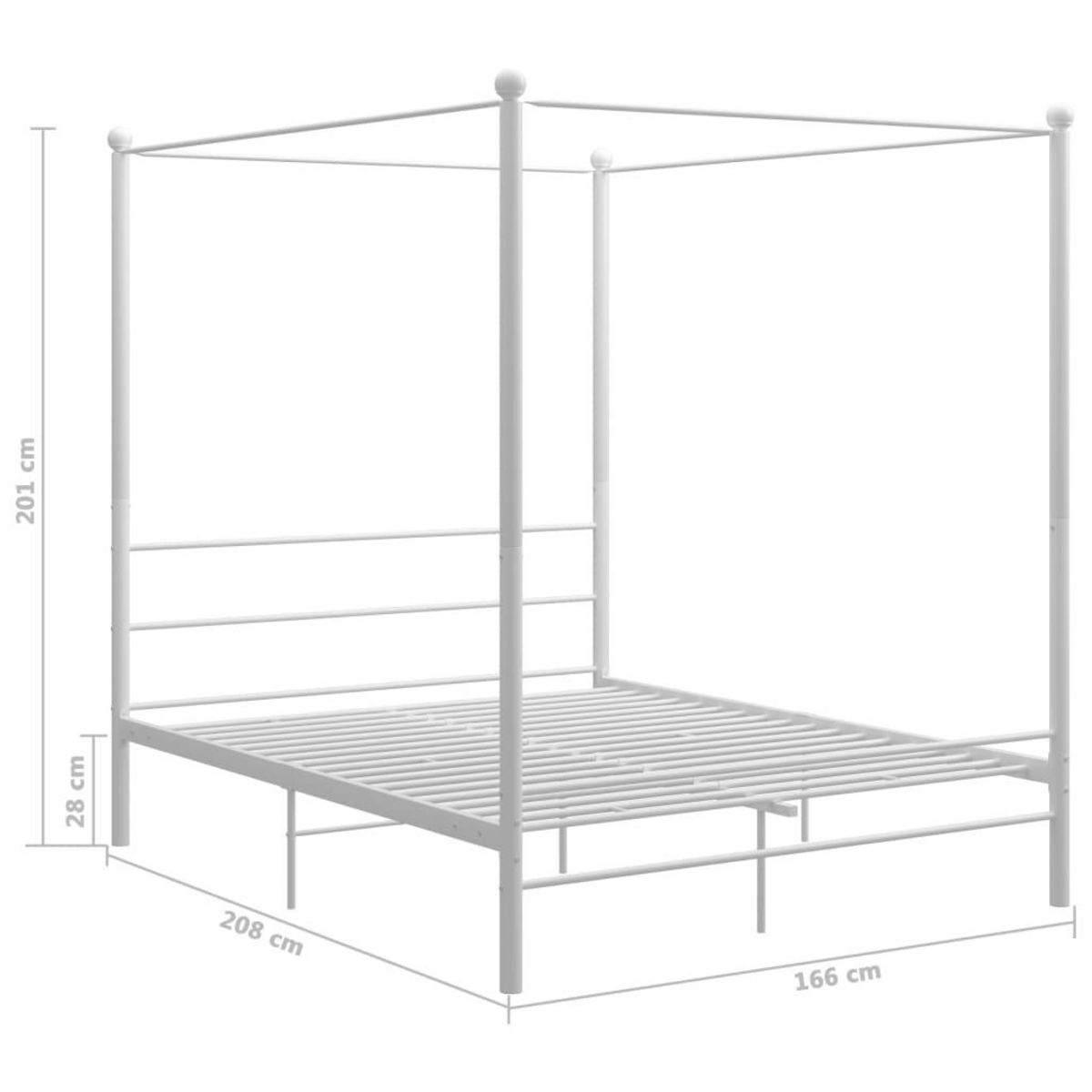 VIDAXL Cadre de lit a baldaquin sans matelas blanc 160x200 cm metal