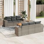 VIDAXL Salon de jardin avec coussins 7 pcs gris resine tressee