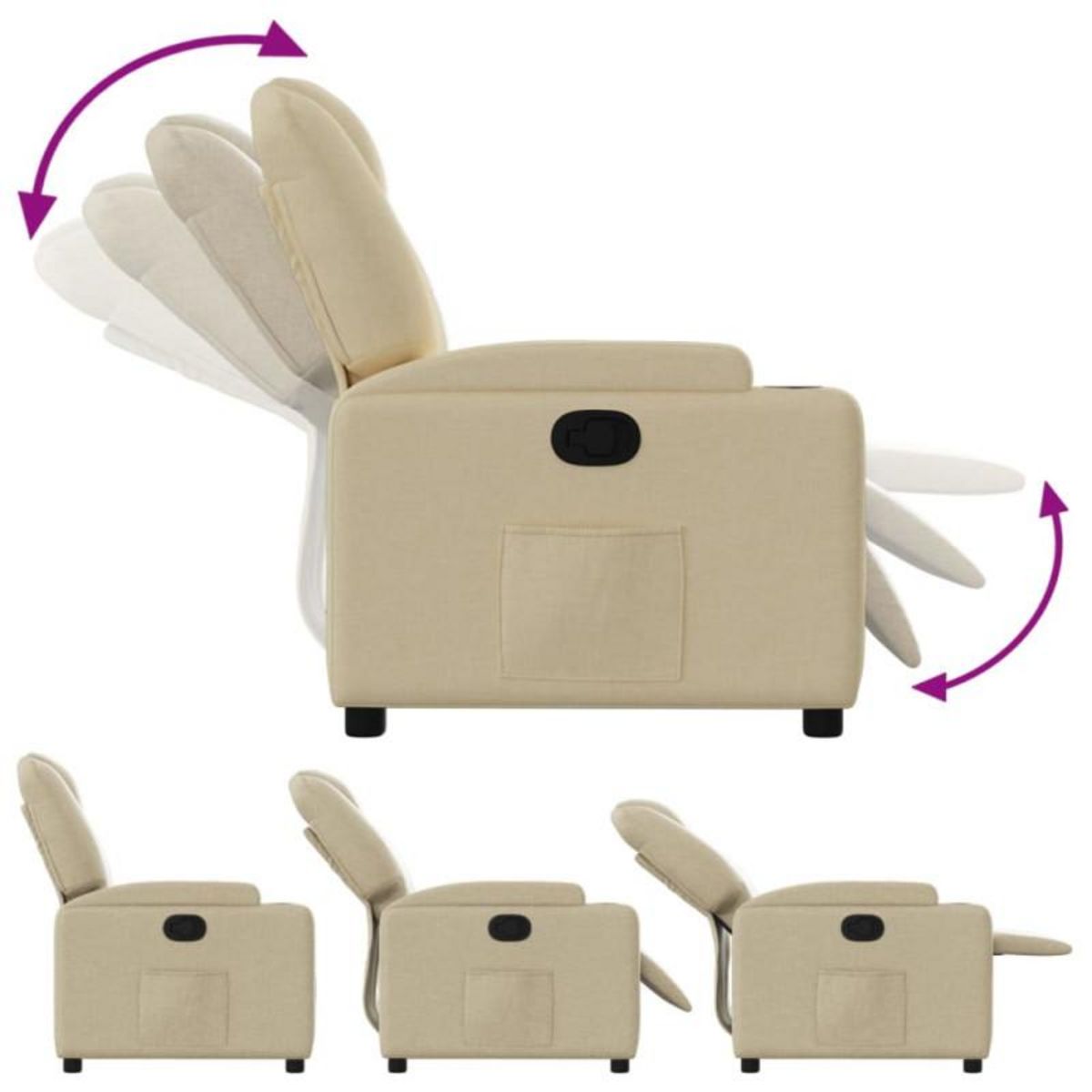 VIDAXL Fauteuil inclinable Crème Tissu