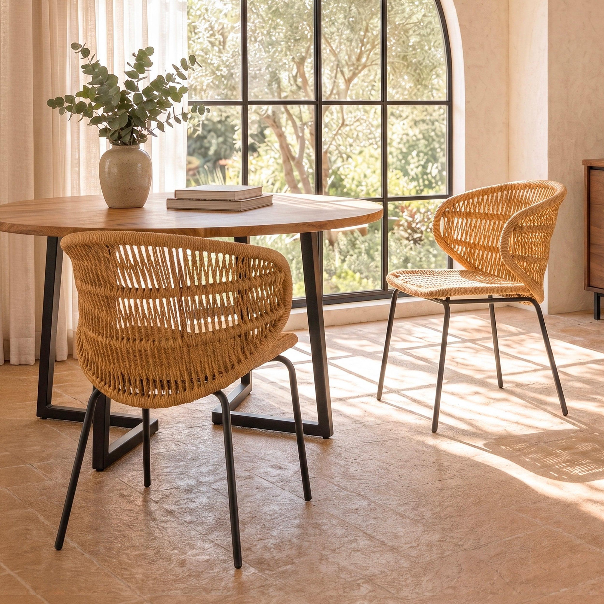 Voir la diapositive 2 : MAISON PAVANE Lot de 2 chaises de jardin en rotin synthétique-lara