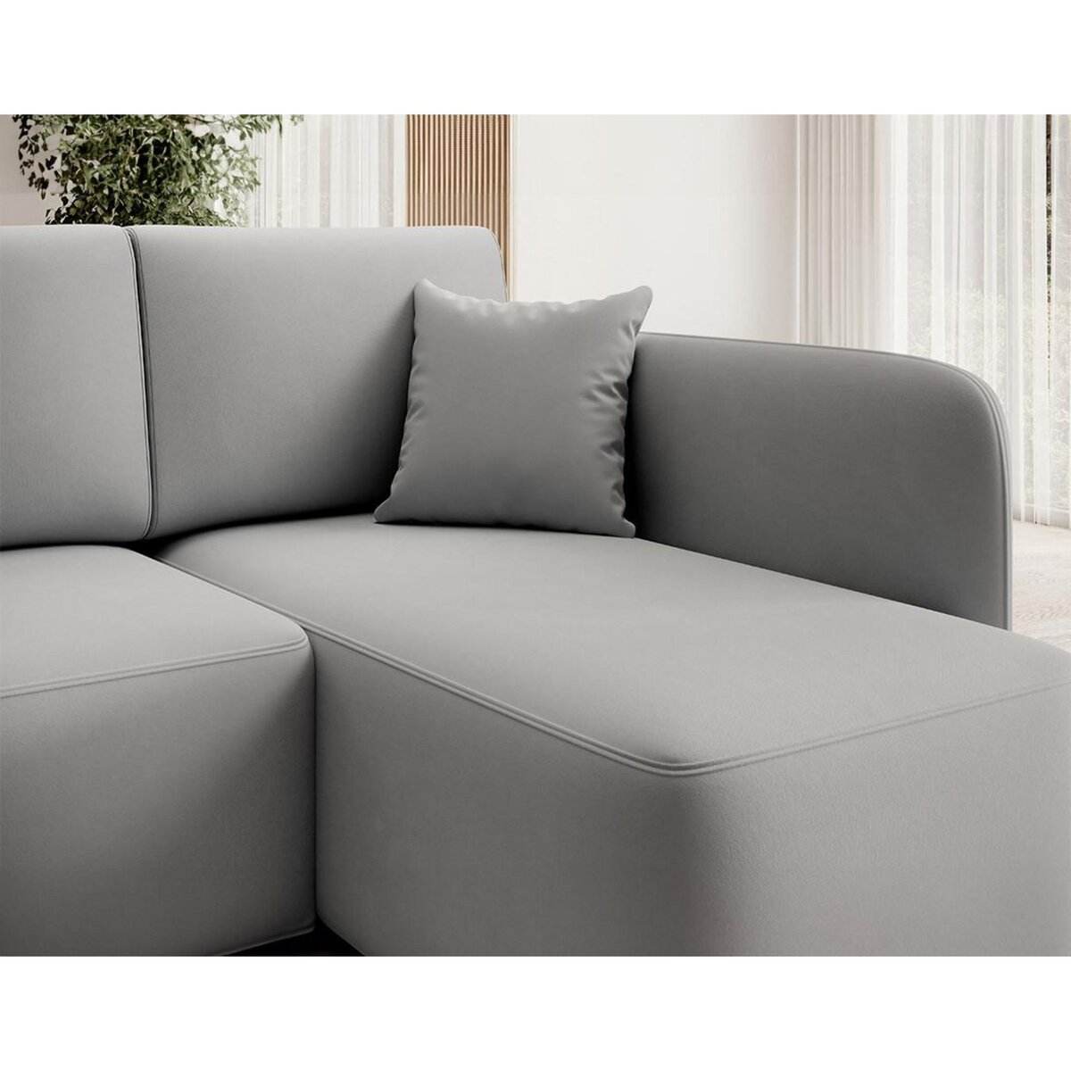 BEST MOBILIER Suzie - canapé d'angle droit 4 places convertible avec coffre en velours