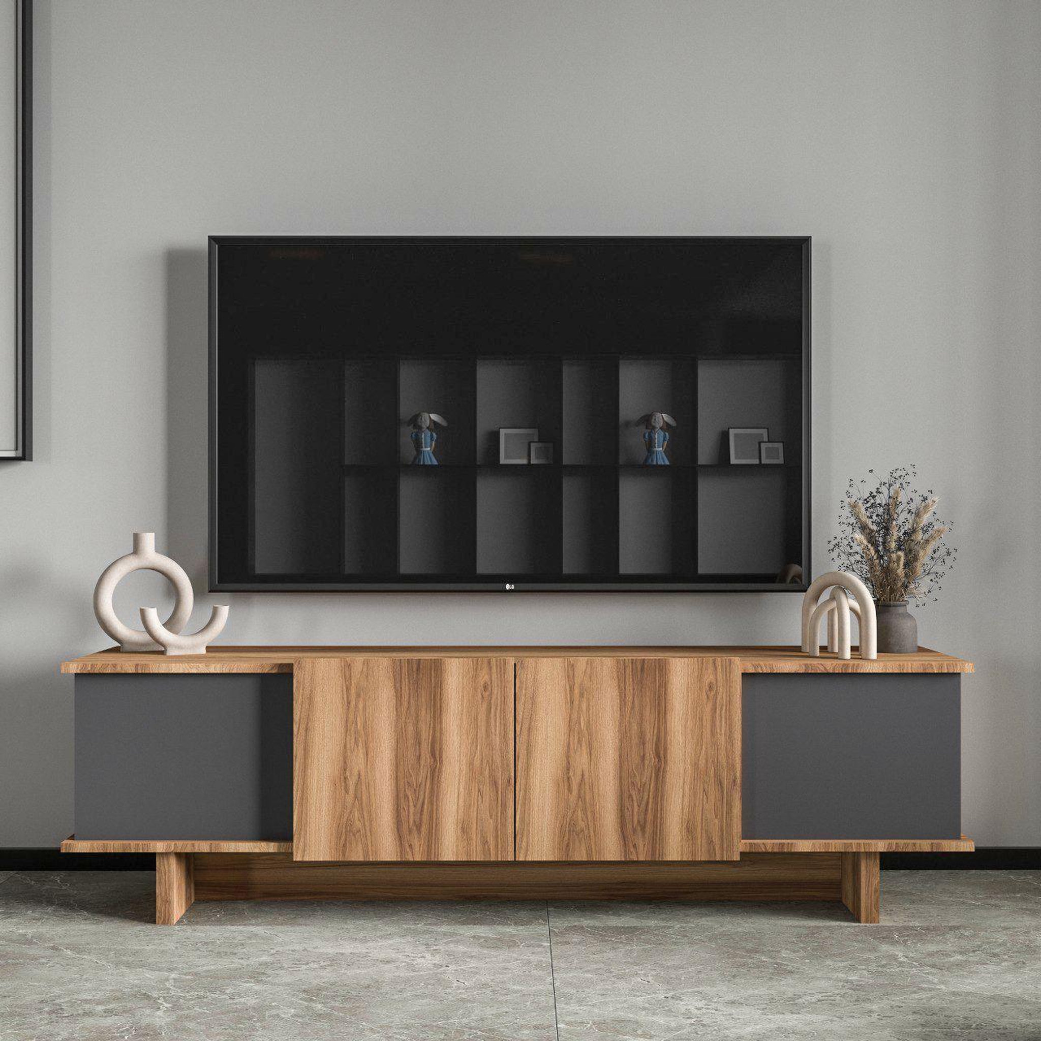 Voir la diapositive 4 : Habitat et Jardin Meuble tv en bois  diana  180 x 33 x 50 cm - anthracite