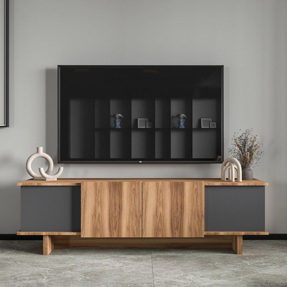 Habitat et Jardin Meuble TV en bois  Diana  180 x 33 x 50 cm - Anthracite