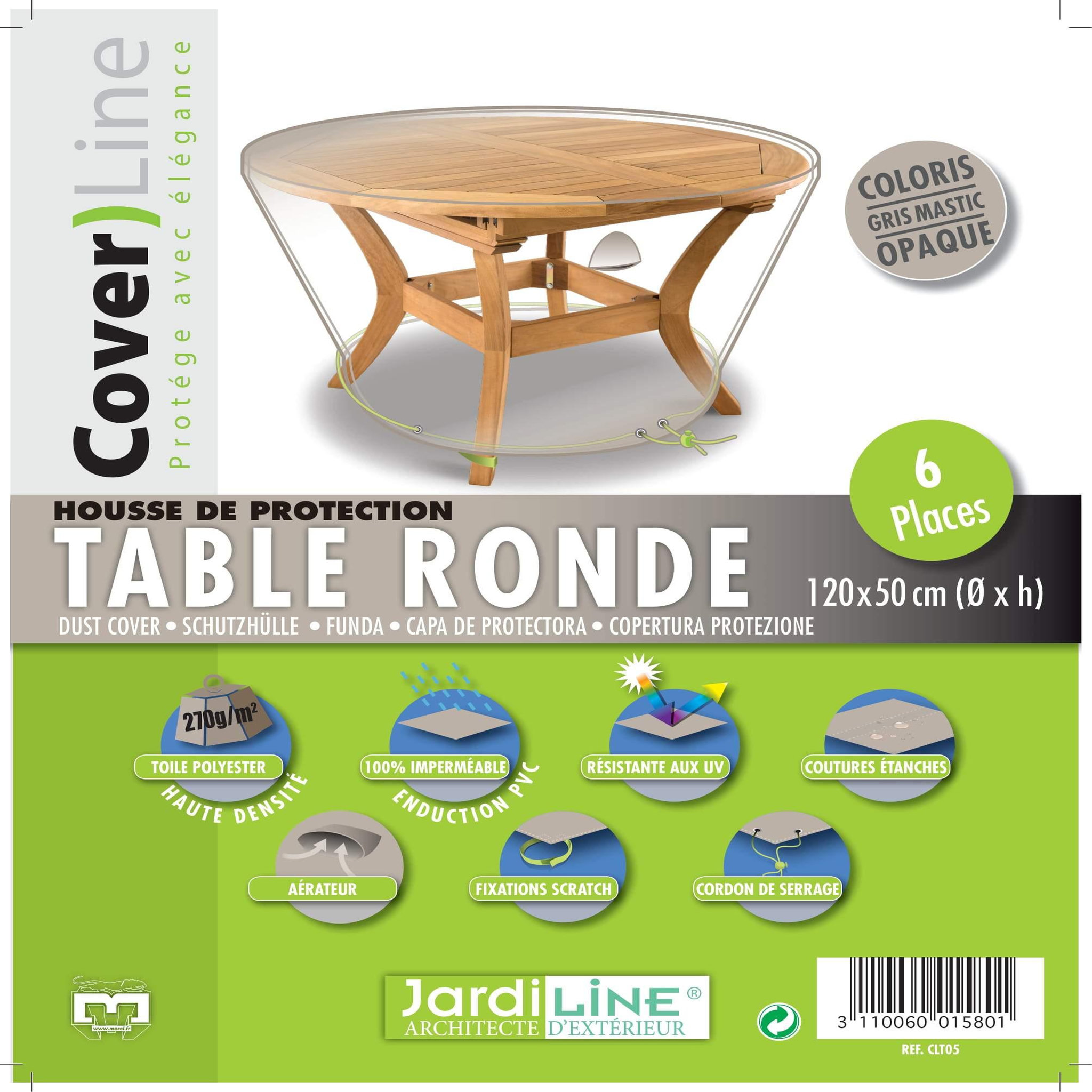 Voir la diapositive 4 : Jardiline Housse cover line table ronde 6 places