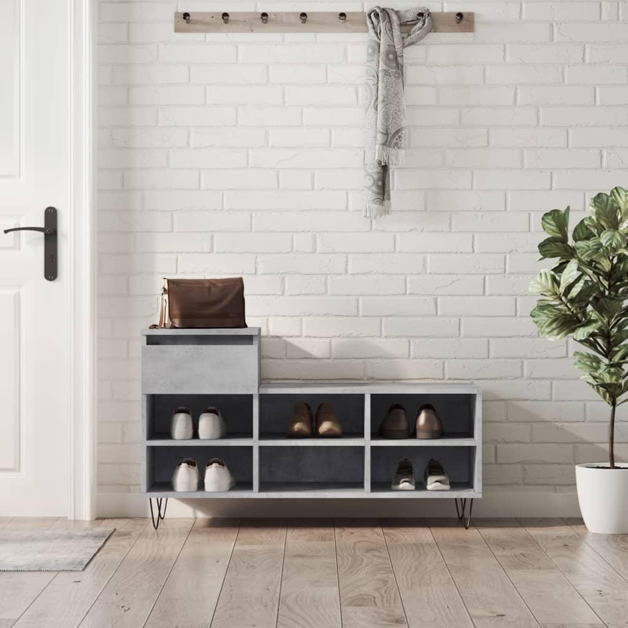 VIDAXL Armoire a chaussures Gris beton 102x36x60 cm Bois d'ingenierie