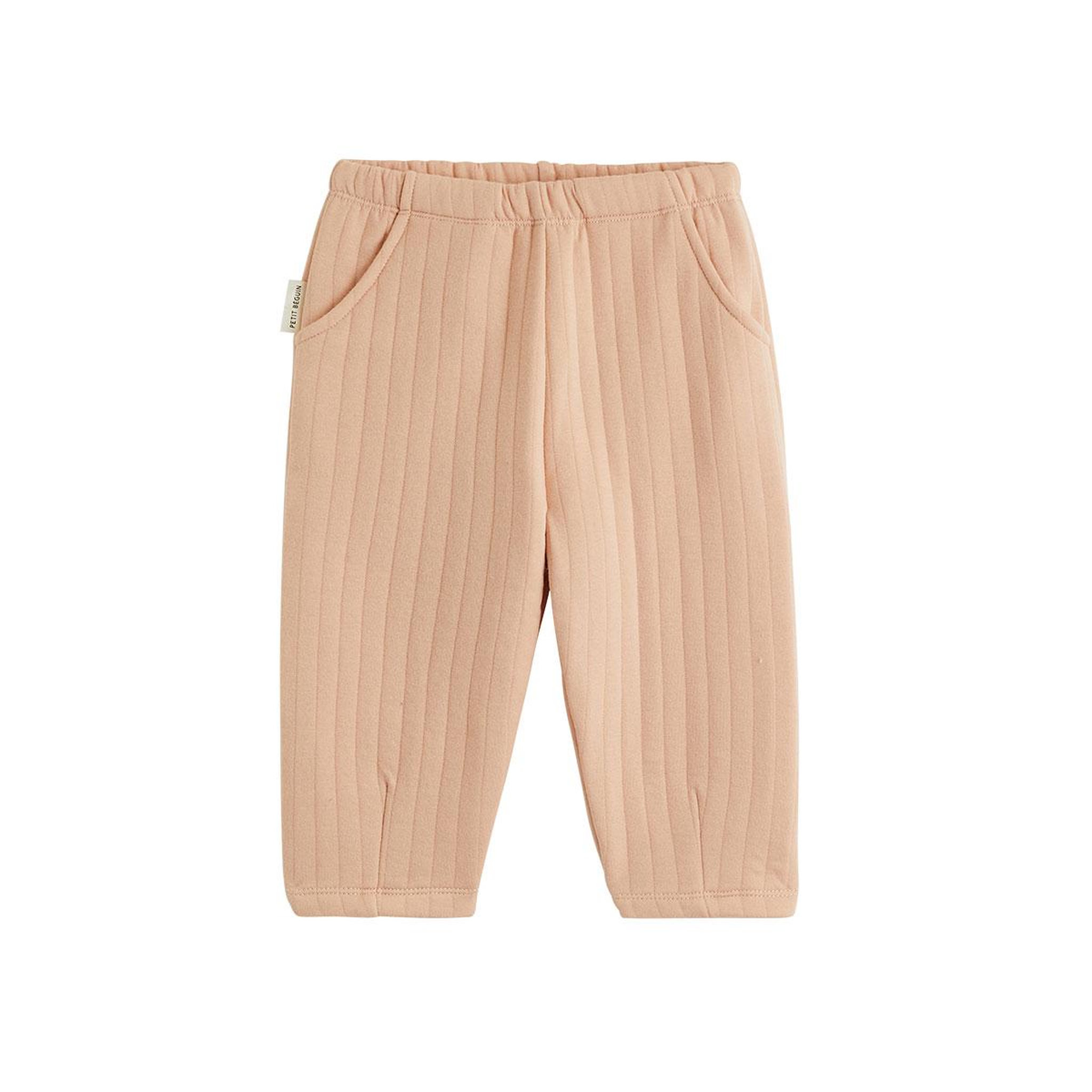 PETIT BEGUIN Pantalon bébé en coton matelassé léa. Coloris disponibles : Rose