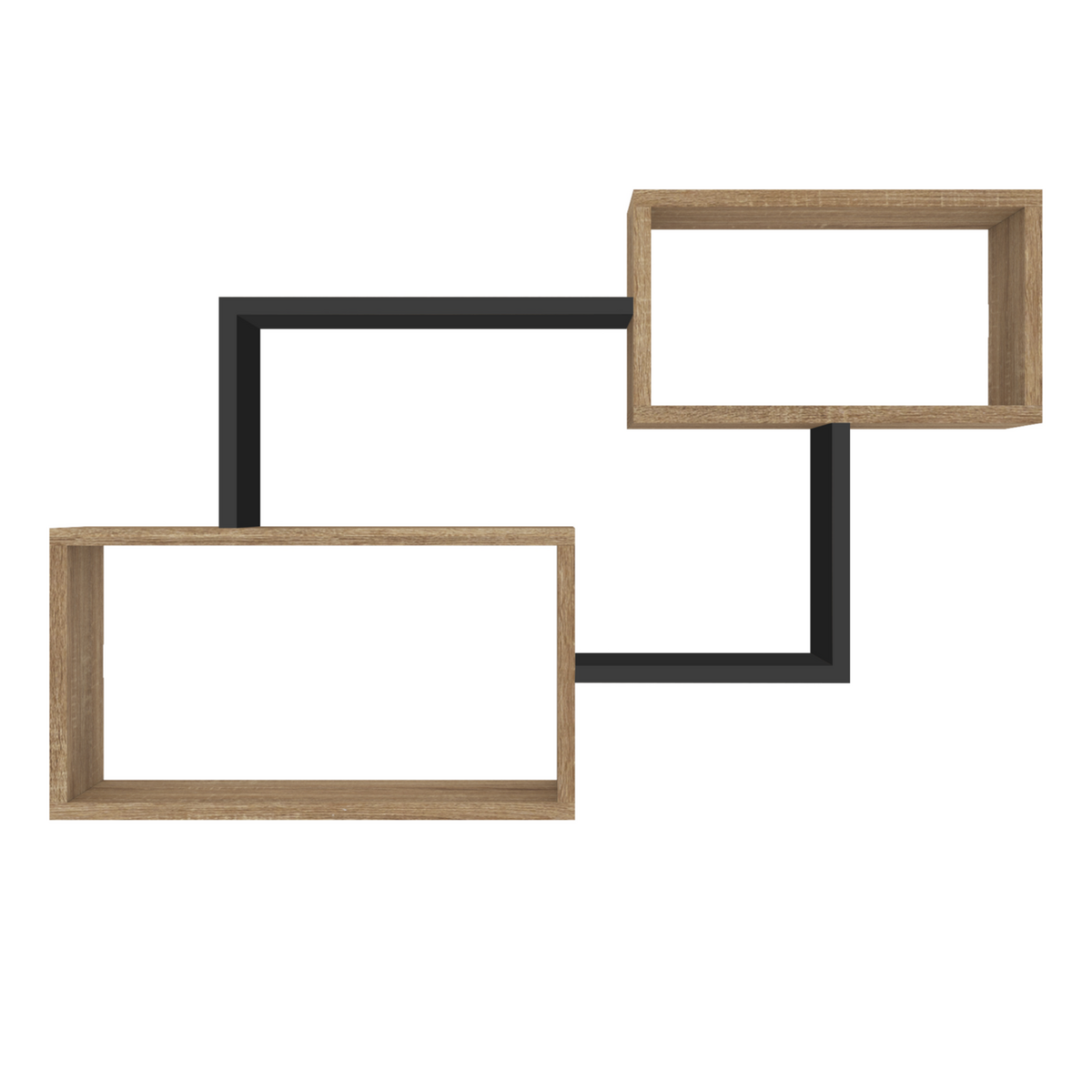 ID MARKET Etagère murale double position LOUANE bois façon hêtre et noir