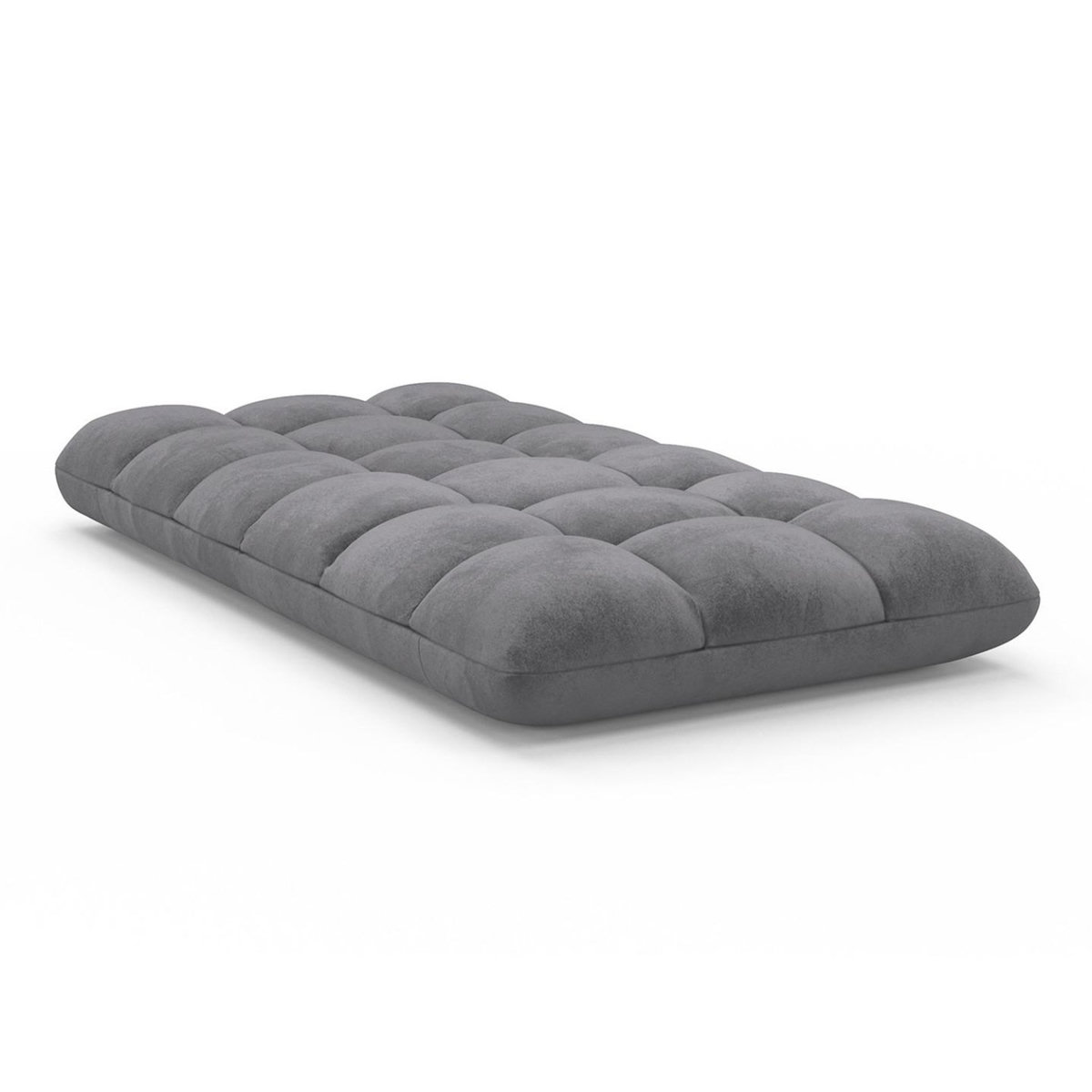ID MARKET Chaise de sol pliante GARANCE 15 positions en velours gris anthracite