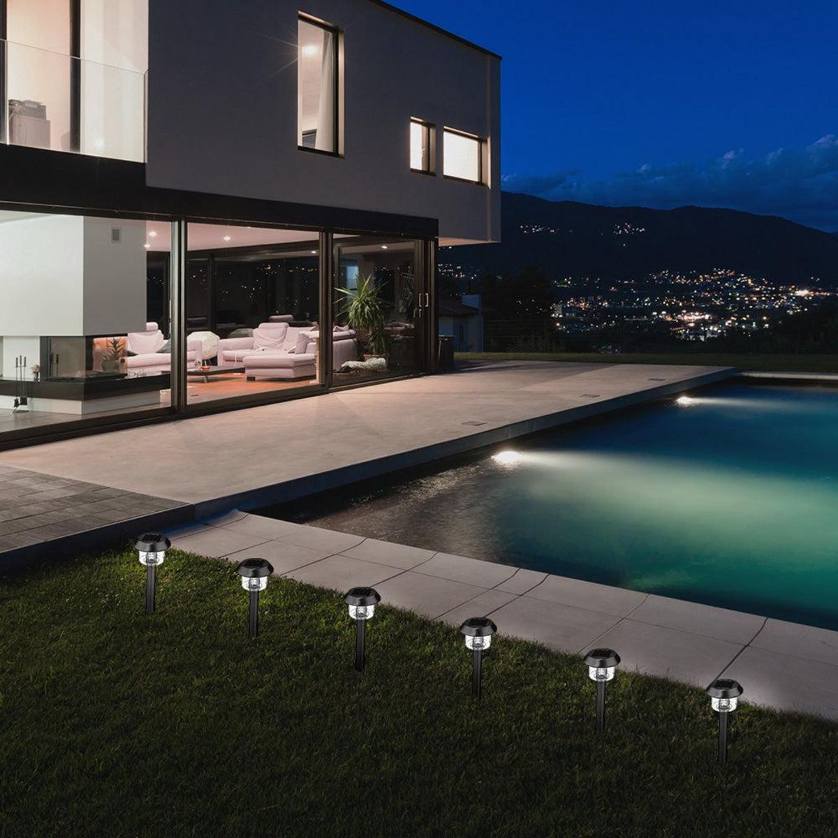 Lumisky 8 balises solaires à planter ALESIA Gris Acier inoxydable H39CM