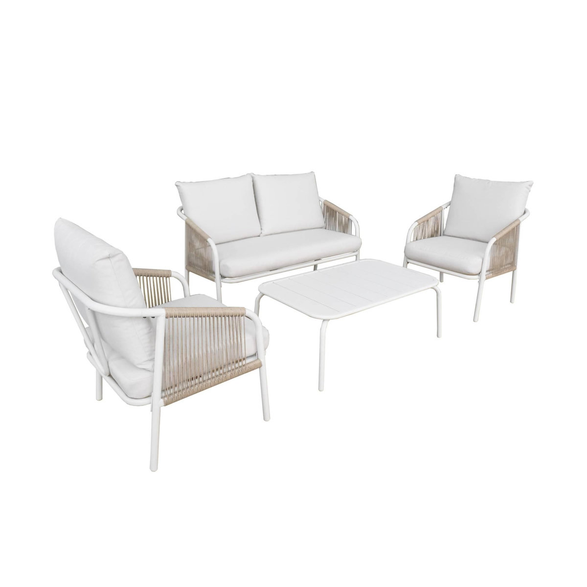 SWEEEK Salon de jardin FIORA en acier, 4 personnes