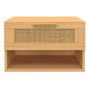 Voir la diapositive 3 : ID MARKET Lot de 2 tables de chevet murales ROBERT 1 tiroir avec niche effet naturel cannage et bois