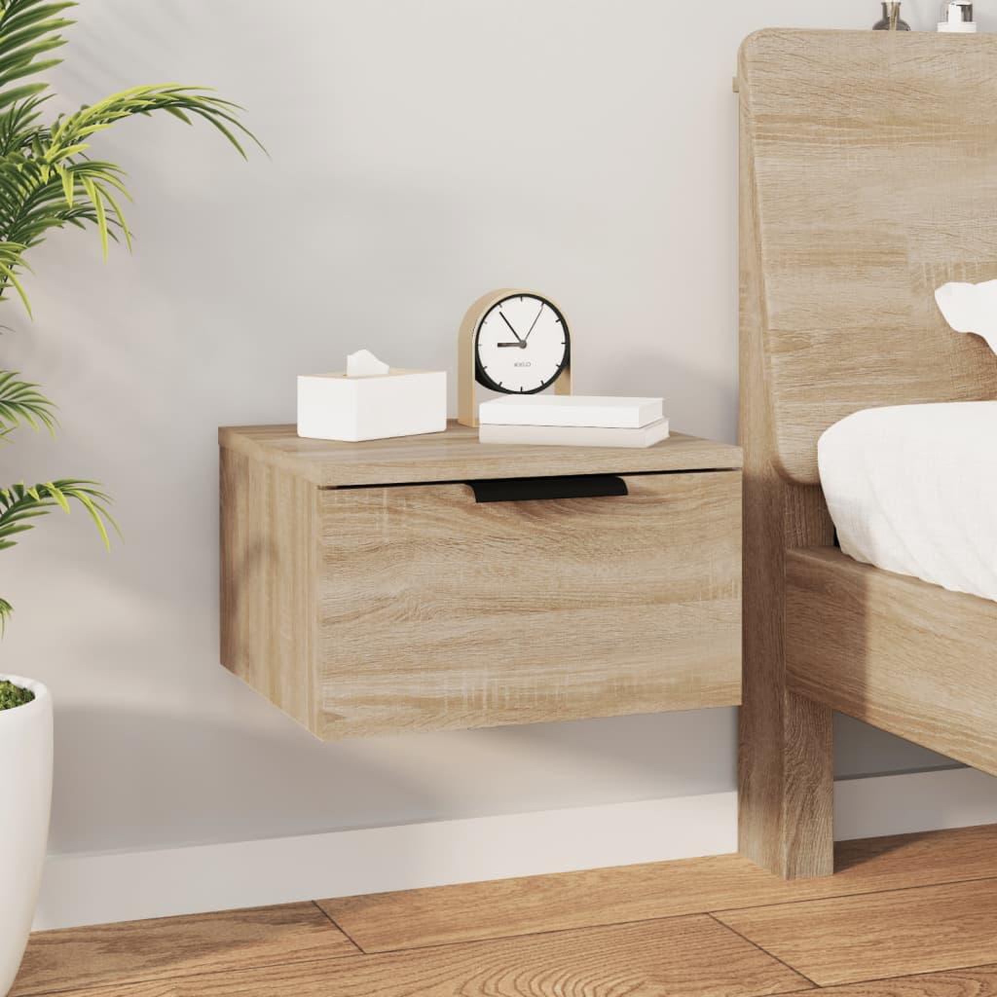 Voir la diapositive 1 : VIDAXL Table de chevet murale Chene sonoma 34x30x20 cm
