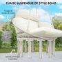 Voir la diapositive 5 : OUTSUNNY Chaise suspendue de jardin - grand coussin inclus - macramé coton polyester blanc cassé