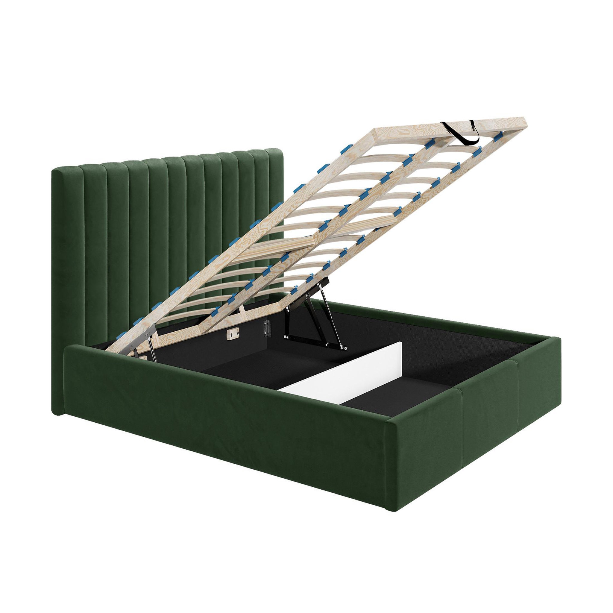 Voir la diapositive 2 : BEST MOBILIER Rosario - lit coffre - 140x200 - sommier inclus - en velours