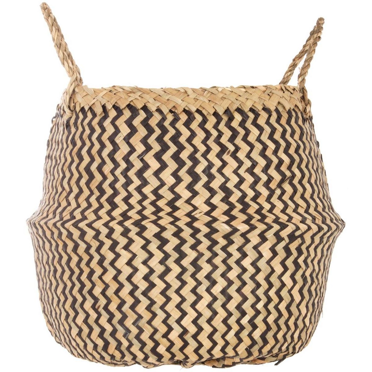 ATMOSPHERA Panier de Rangement Pliable à Anses Seagrass 40cm Noir & Naturel