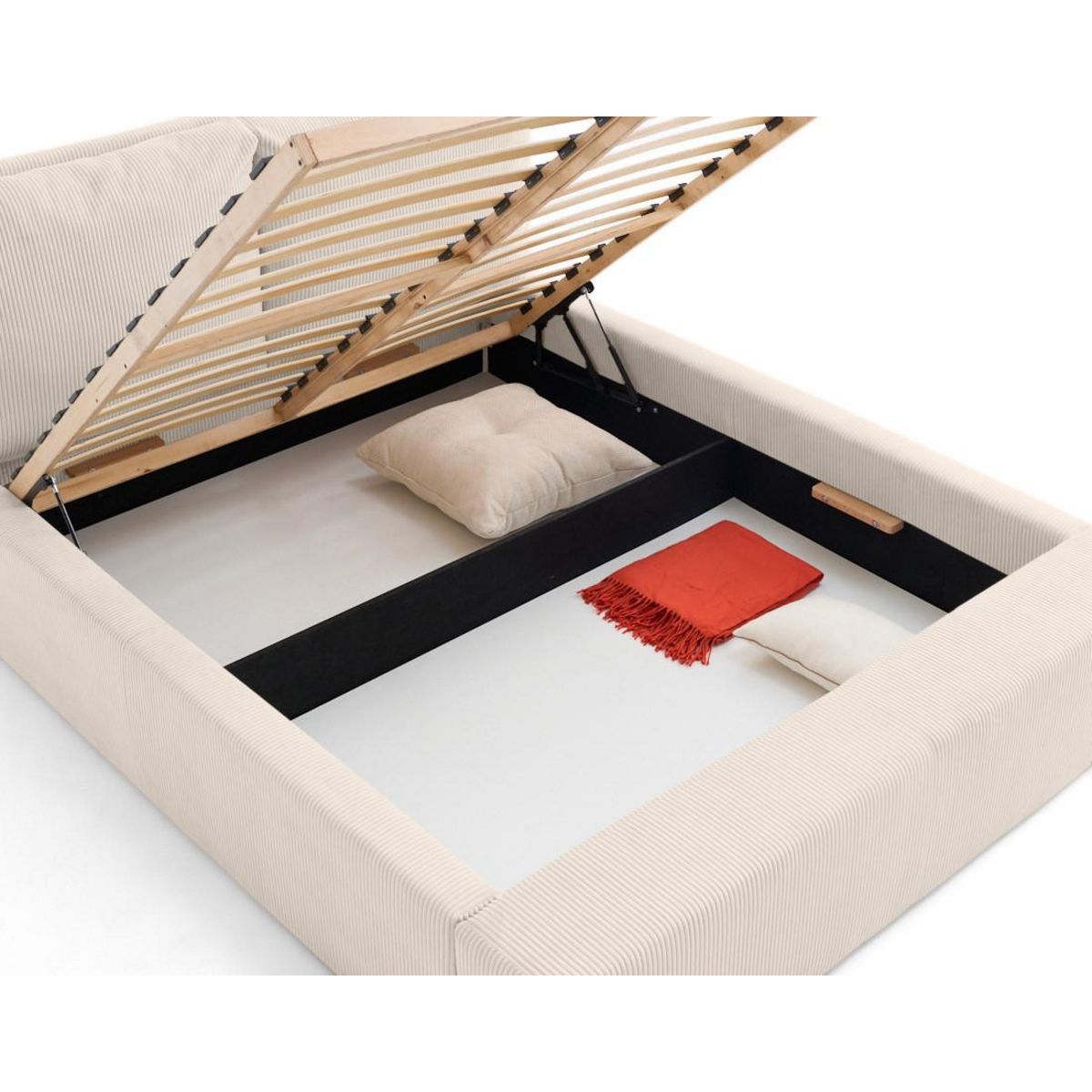 LISA DESIGN Pivoine - lit coffre - 140x190 - en velours côtelé - sommier inclus